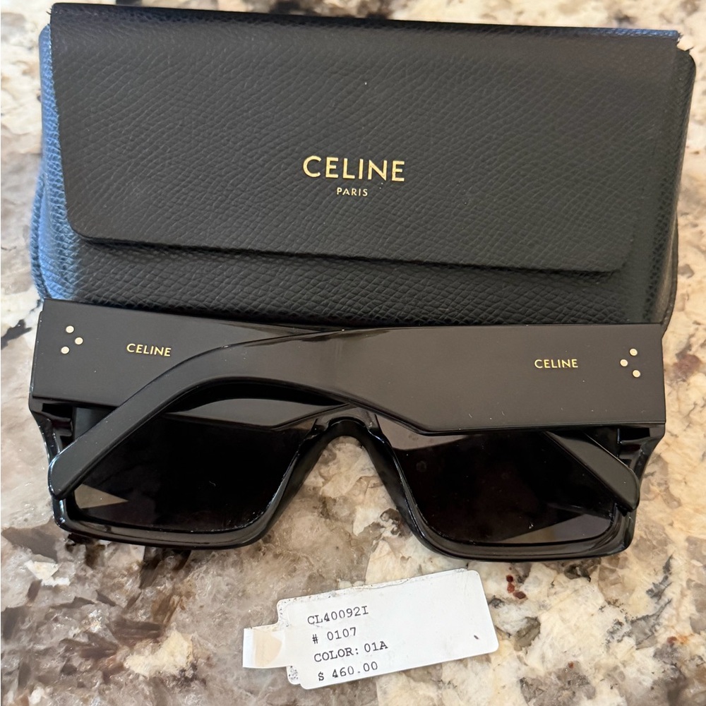 Celine Dark Rectangular Sunglasses - image 2